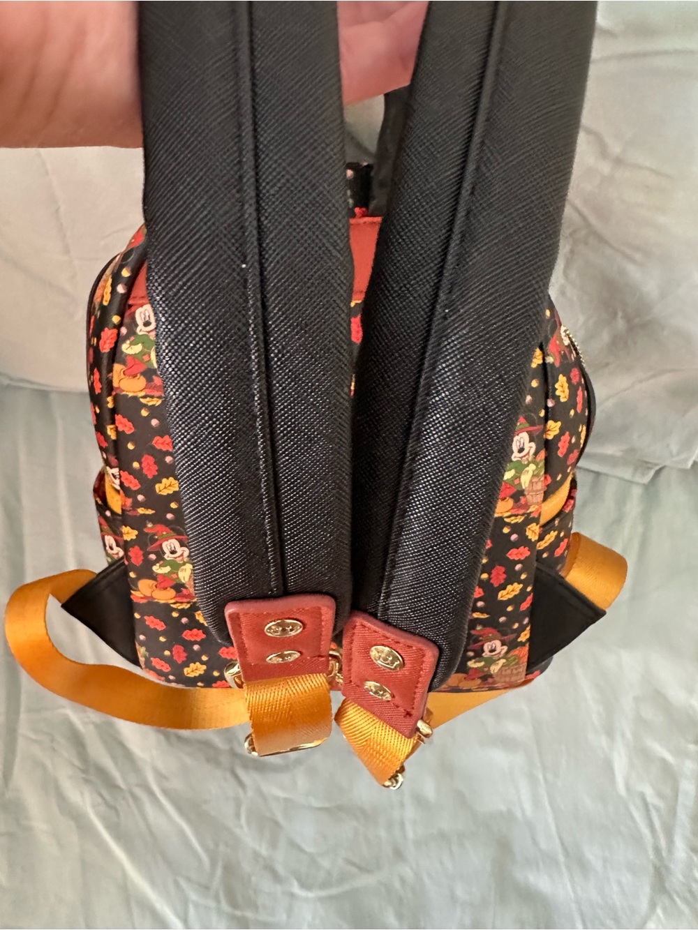 Disney x Loungefly Mickey Pumpkin Harvest Mini Backpack - Black with Fall Print - Picture 7 of 7